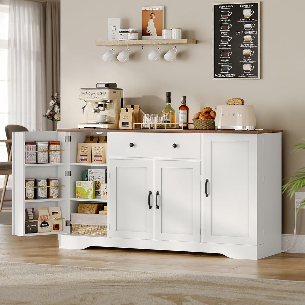 Brinlawb Buffet Cabinet with Storage & Charging Station, 53" Farmhou...