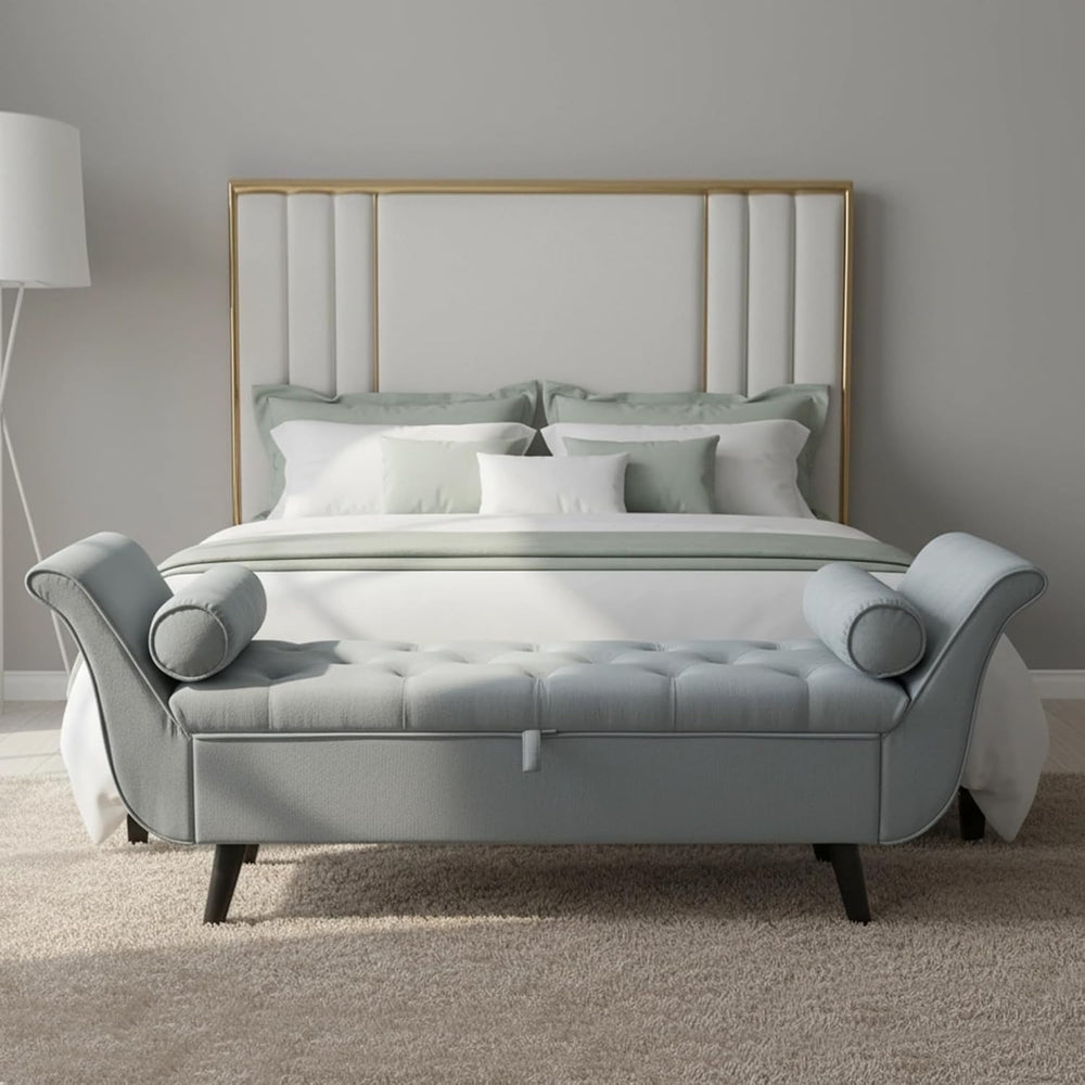 Velvet Bench for Bedroom End of Bed, 60.5 inch Upholstered Button Tufted Otto...