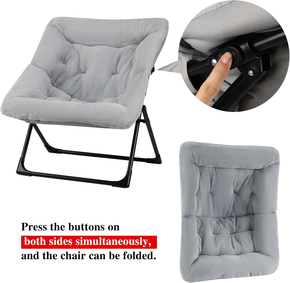 Comfy Saucer Chair for Adults, Set of 2, Soft Faux Fur Bedroom Chair, Accent ...