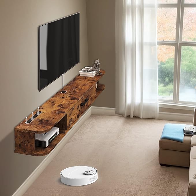 Floating TV Unit, 55'' Wall Mounted TV Cabinet, Floating Shelves with...