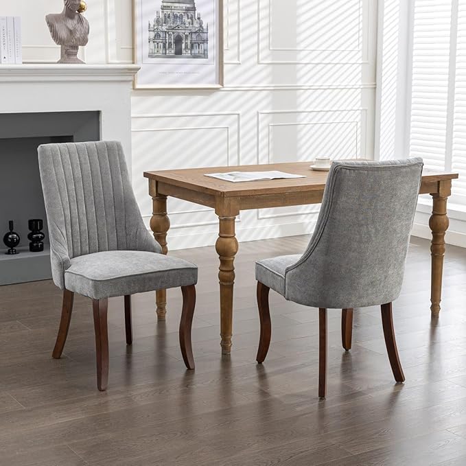 Dining Chairs Set of 2,Comfy Fabric Upholstered Accent Chairs for Kitchen Liv...
