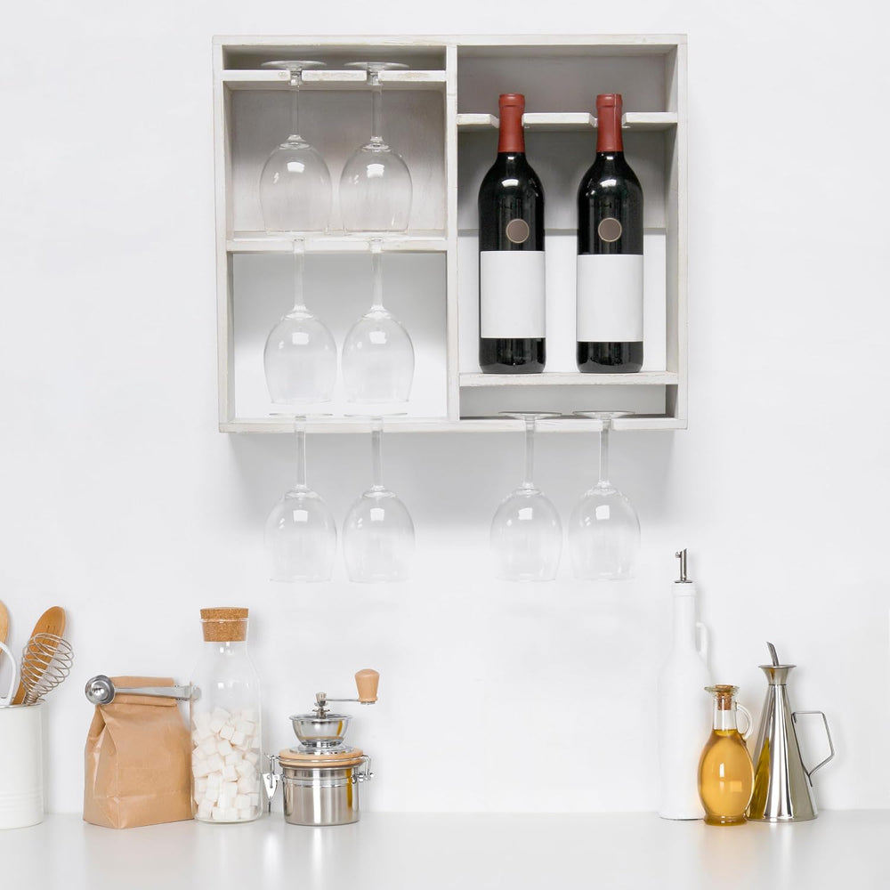 Elegant Designs HG1029-WWH 16.4" Wine & Dine Wooden Wall Mounted Win...