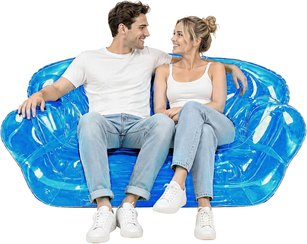 Double Seat Inflatable Couch Blow Up Couch for Camping, Outdoor Transparent I...
