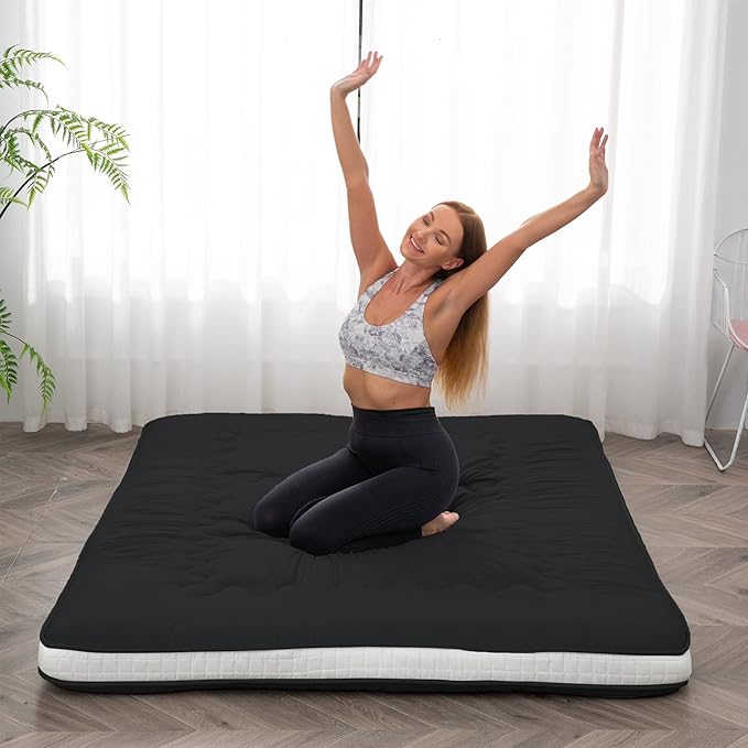 Dr.Futon Japanese Floor Futon Mattress Extra Thick Folding Roll Up Bed Topper...