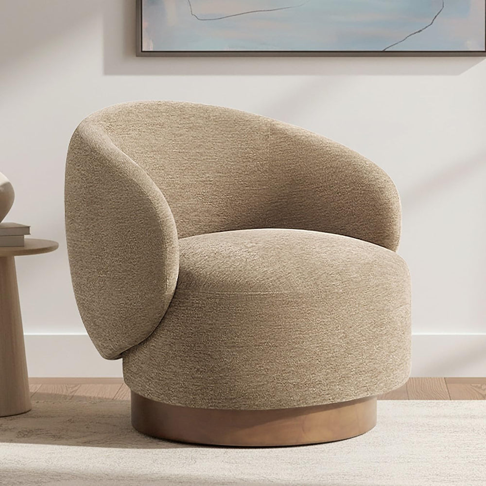 KISLOT Swivel Accent Chair Modern Round Barrel Armchair with Upholstered Perf...