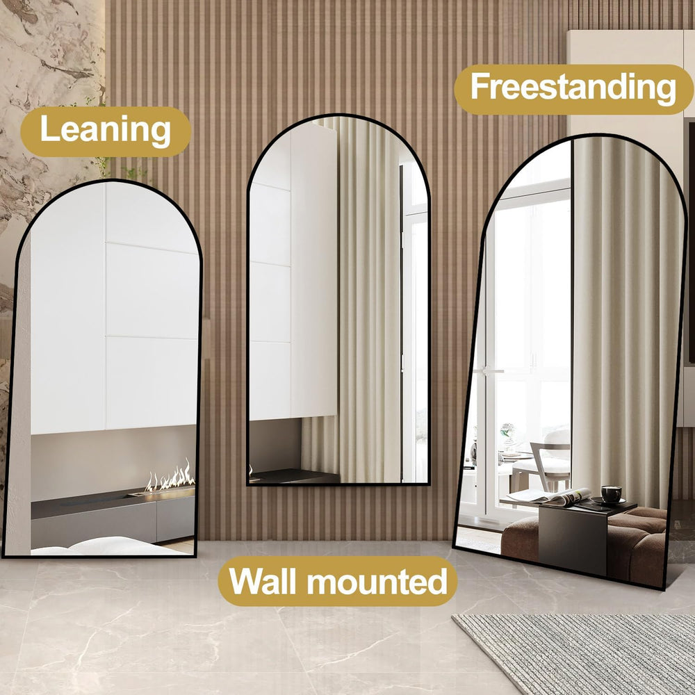 Arched Full Length Mirror, 81"x41" Large Floor Mirror, Black