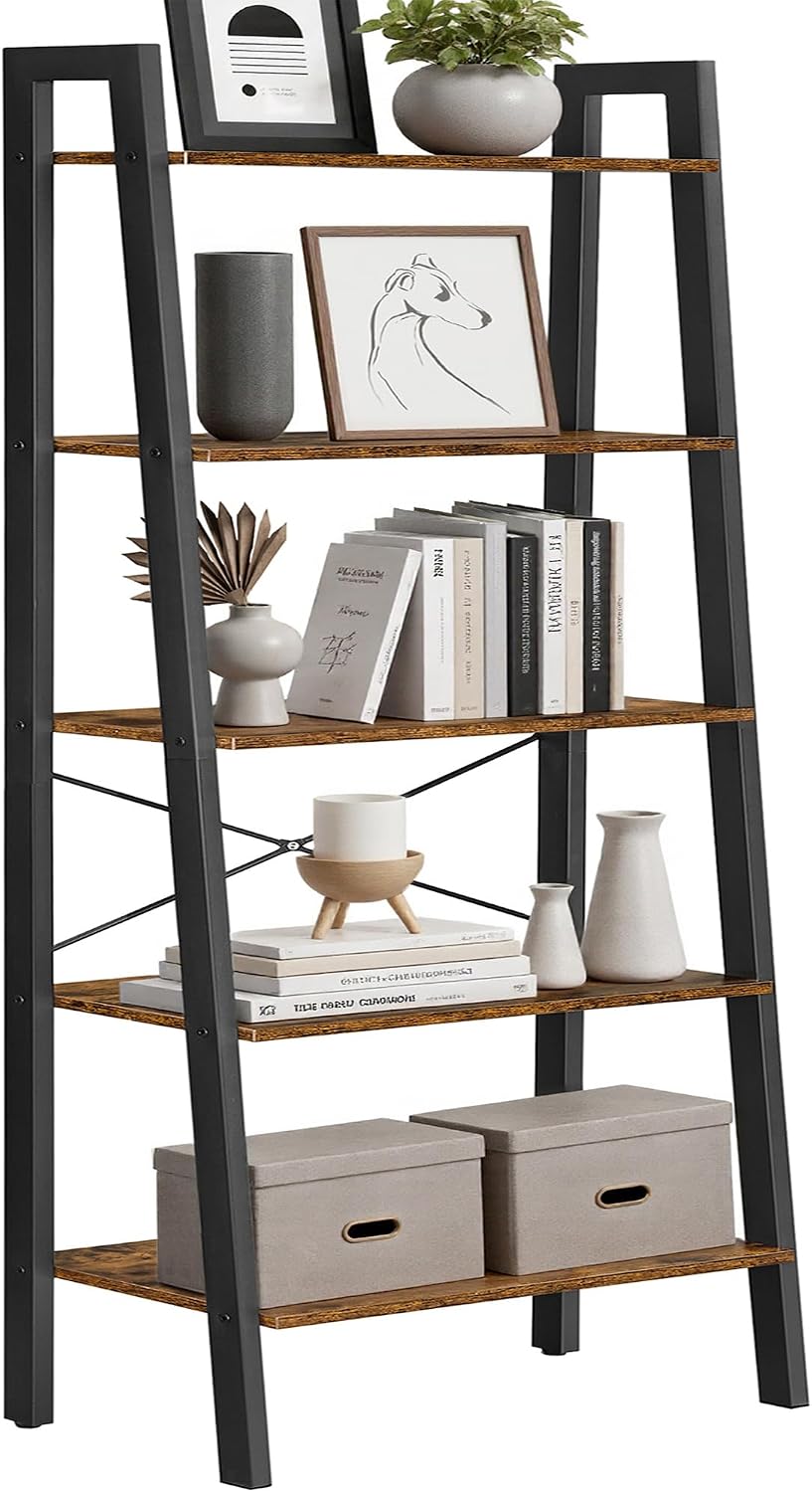 VASAGLE Ladder Shelf, Bookcase Book Shelf, Storage Shelves, 5-Tier, 22In