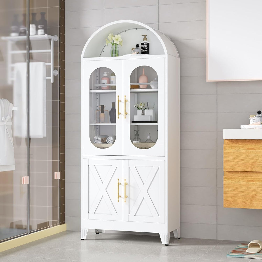 erosoei 73" H Metal Tall Arched Kitchen Pantry Cabinet, Modern Farmhouse...