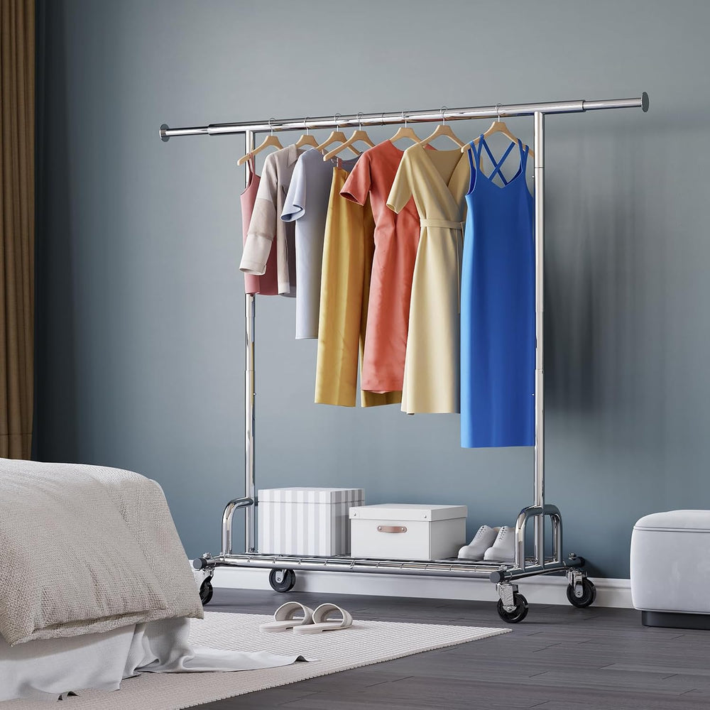 HOKEEPER Clothes Rack with Lockable Wheels Height Adjustable