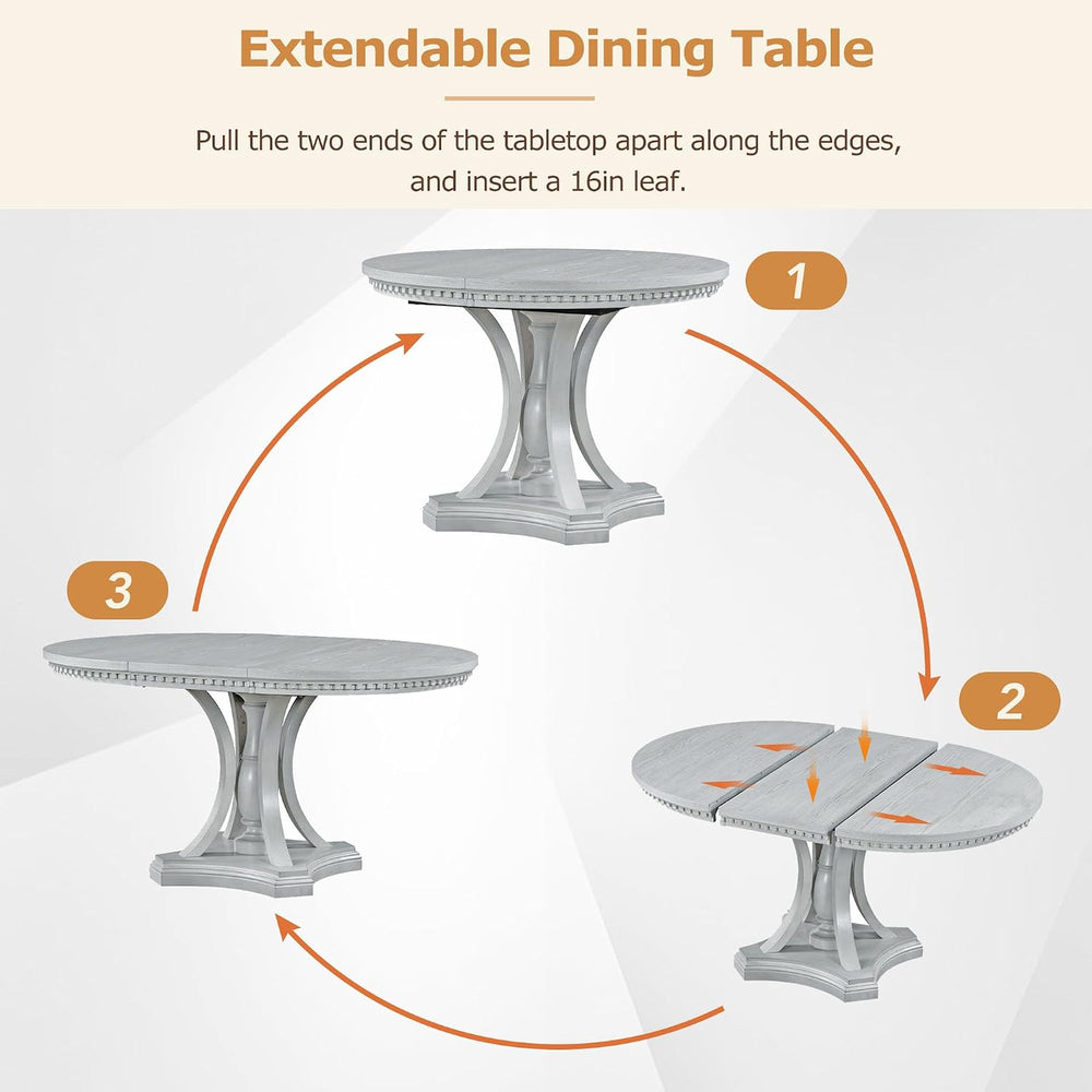 Knocbel Extendable Dining Table Set for 4-6, Round Oval Dining Table with 4 C...