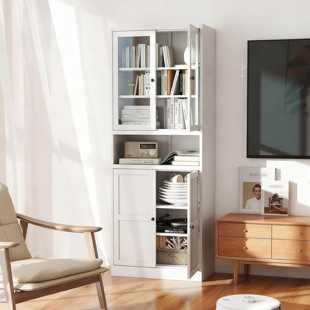 27.56” Metal Pantry Cabinet, 72" H Kitchen Pantry Storage Cabinet with 4...