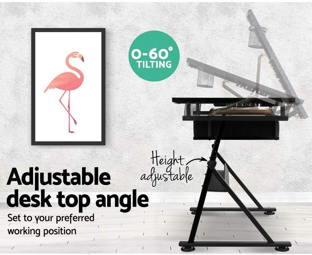 Drawing Table Stool Set Artiss Ajustable Metal Base Art & Craft Drafting ...