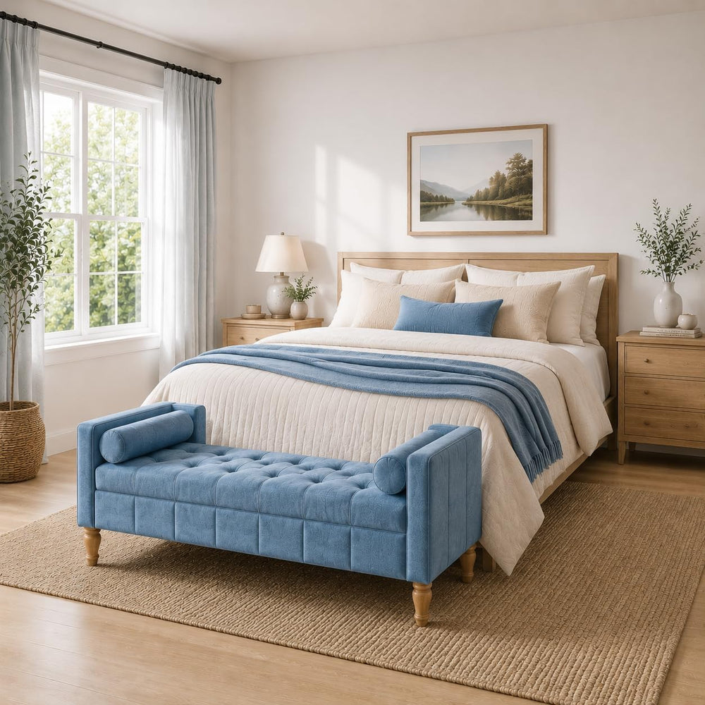 Aoiy & Wifon 64.57" W End of Bed Bench King Size, Upholstered Large ...
