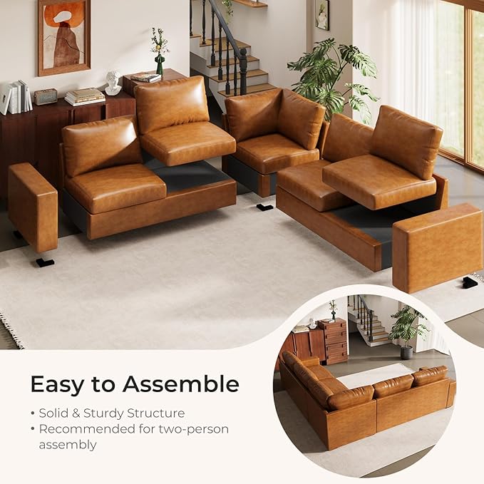 ELUCHANG 113" V-Shaped Modular Sectional Sofa Couch, Modern 5-Seat Premi...