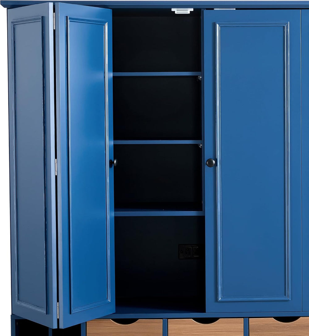 Virubi Farmhouse 71" Kitchen Pantry Cabinet with Power Outlet & USB ...
