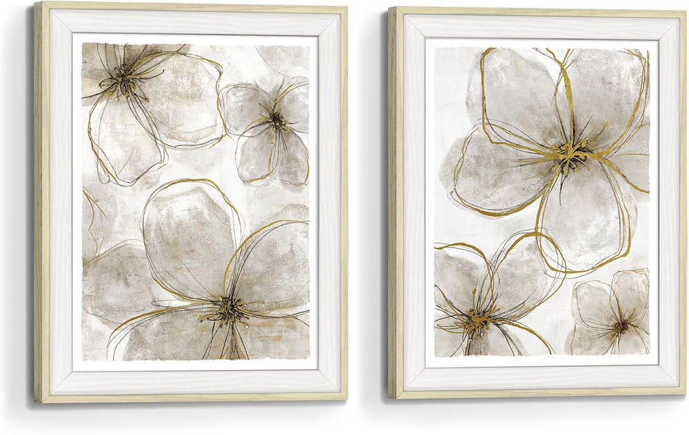 Bedroom Framed Flower Wall Art: Living Room Bathroom Floral Picture 2 Piece M...