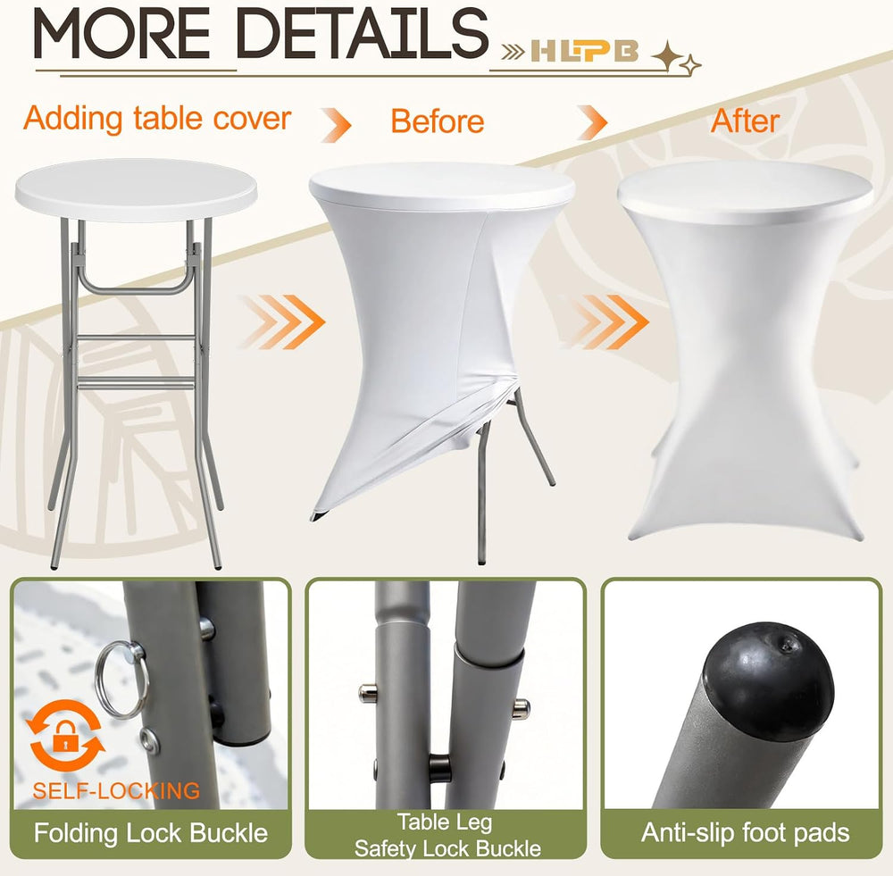 28" Round Folding Table with Cover, Foldable Cocktail Table with Handle ...