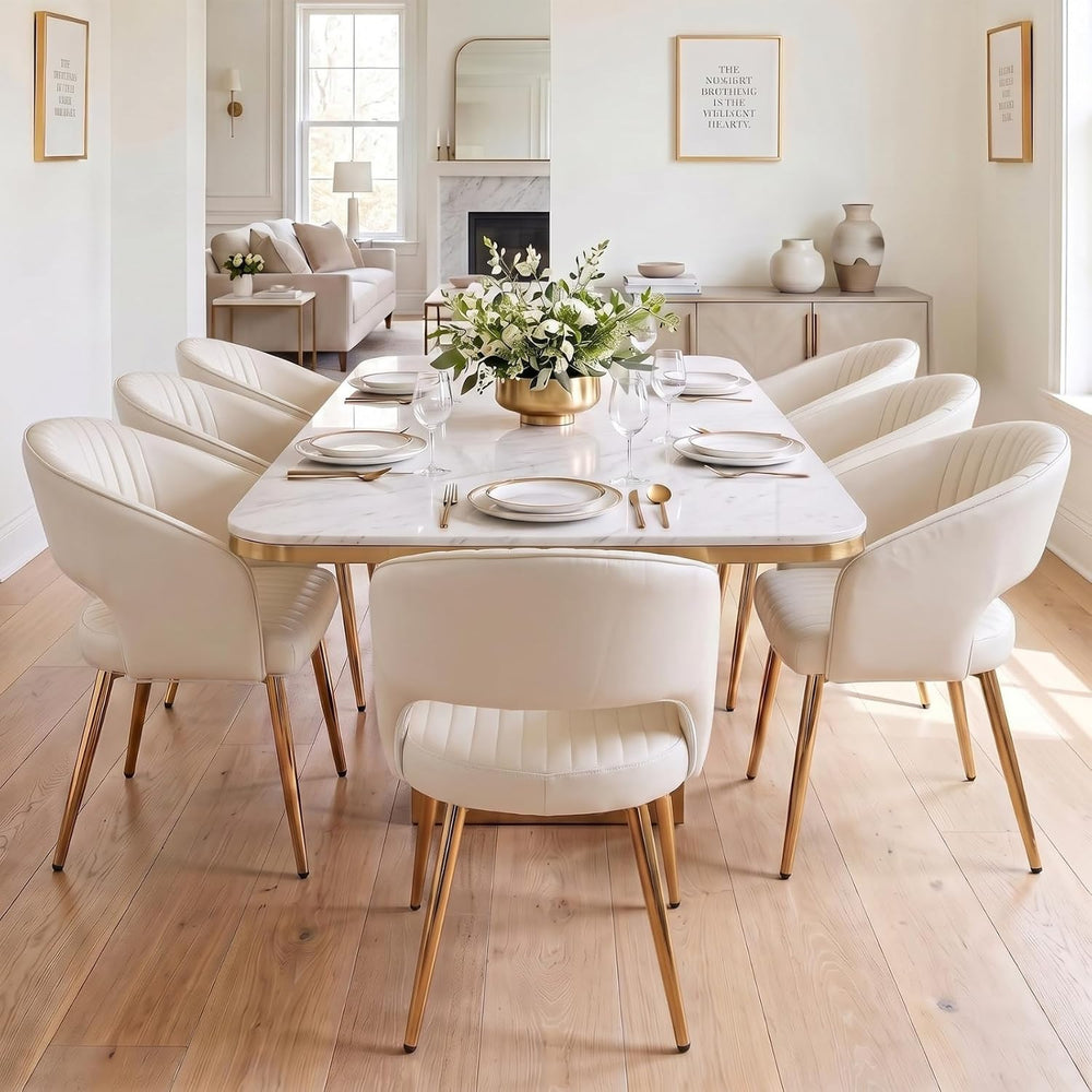 Modern Dining Chairs Set of 8, Upholstered PU Leather Gold Dining Room Chairs...