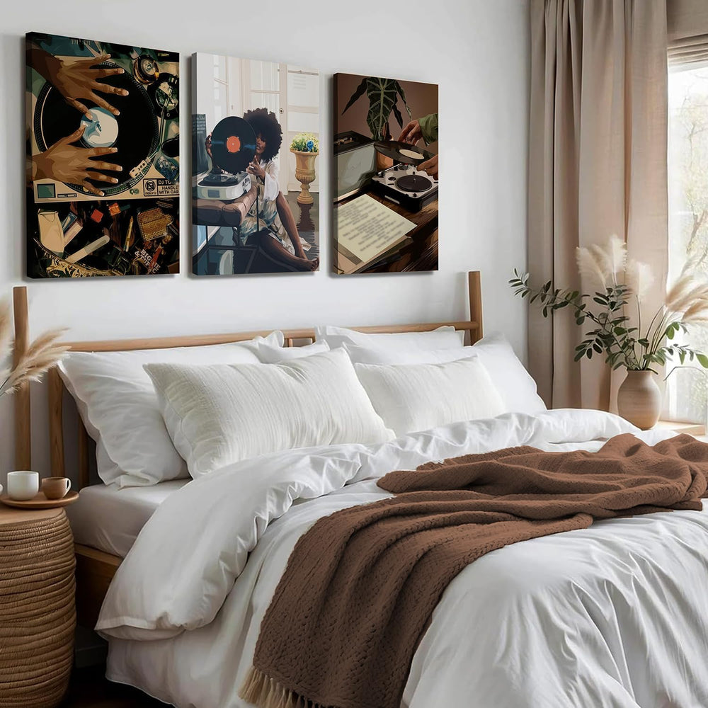 YFvrPt Black Girl Wall Art Decor Modern Black Woman Painting Prints, Set of 3...