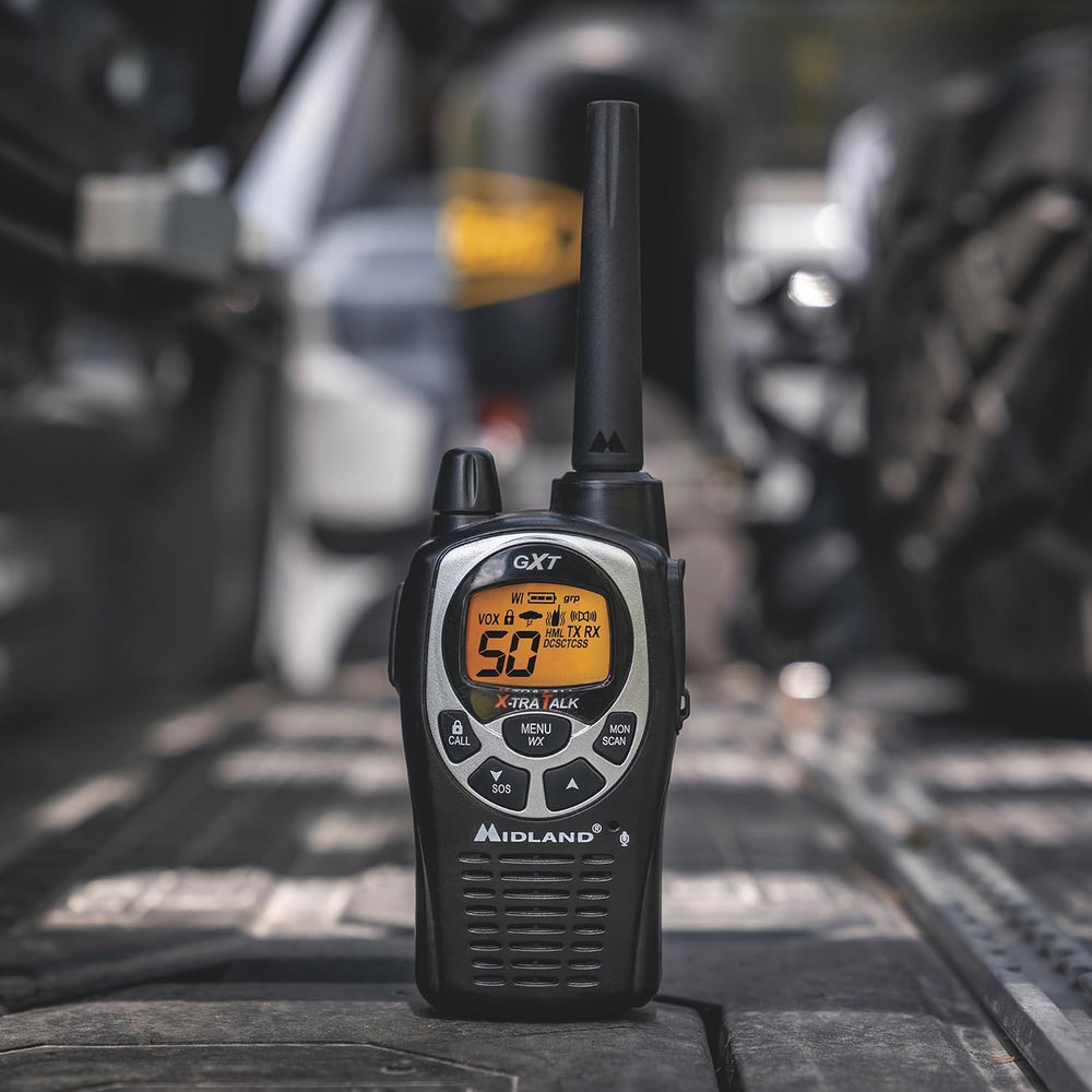 Midland GXT1000VP4 GMRS Two-Way Radios with Headsets, Black, 2 Pack