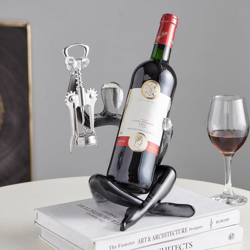 Thinker Statue Wine Rack, Gray Modern Rack for Kitchen Table Decor | Modern G...