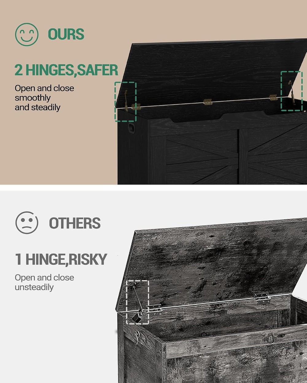 Hzuaneri 39" Modern Storage Chest | 50 Gal | 330lb Seat | Black | Soft-C...