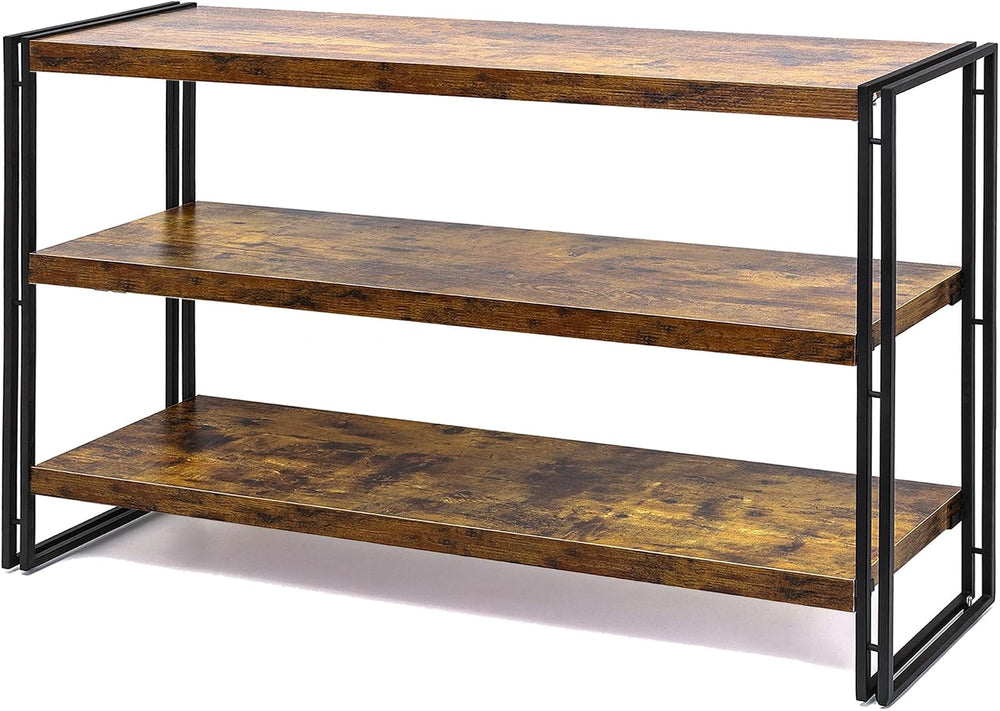 HCHQHS 3-Tier Rustic Wood and Metal Industrial Bookshelf for Home Office, Bed...