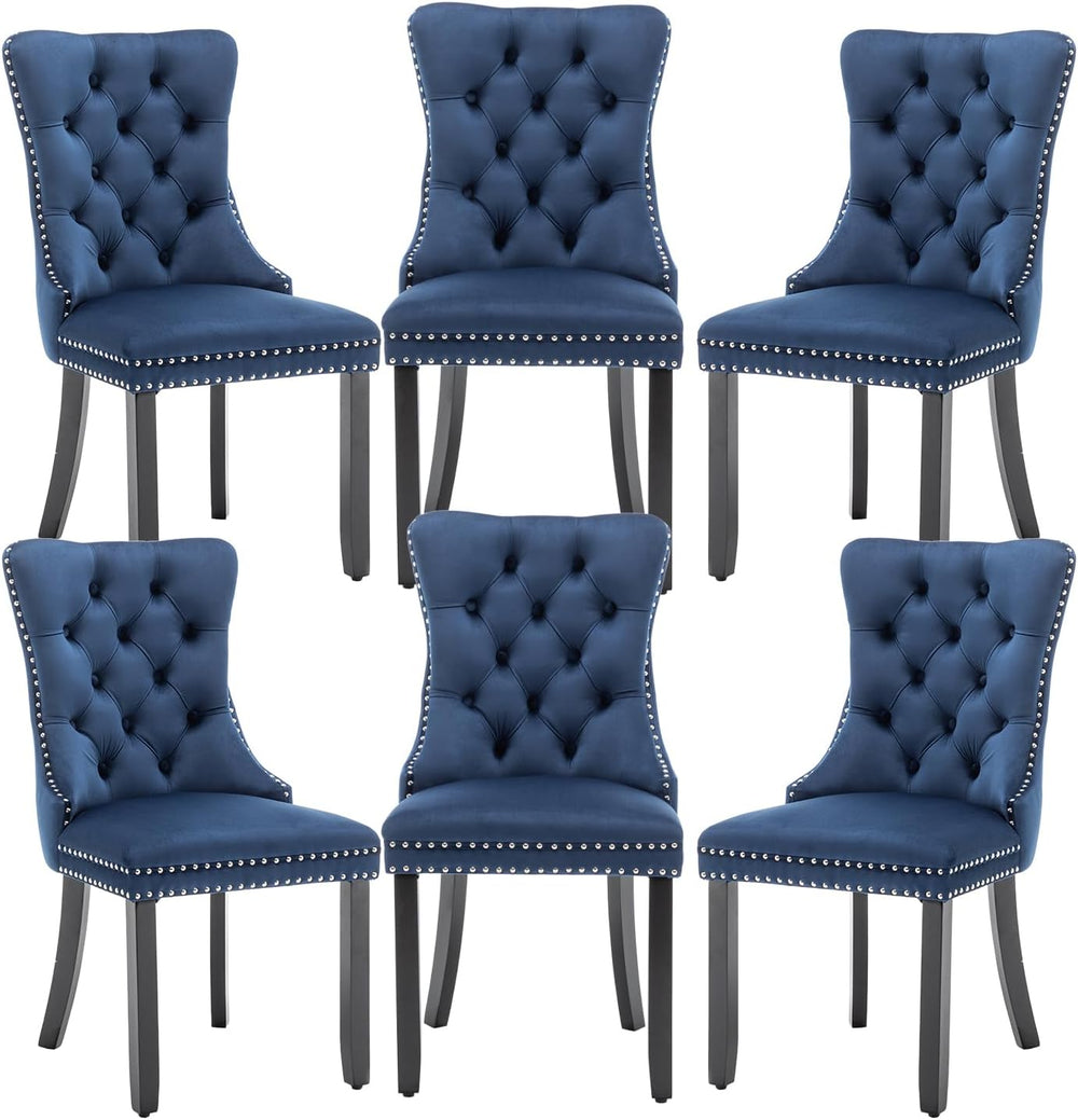 Hixkol Velvet Dining Chairs Set of 6,Upholstered Dining Chairs with Ring Pull...