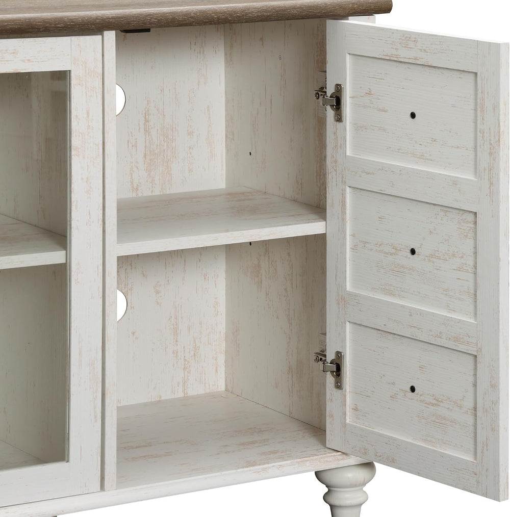 WAMPAT Sideboard Buffet Cabinets with Glass Door, Kitchen Storage Cabinets, W...