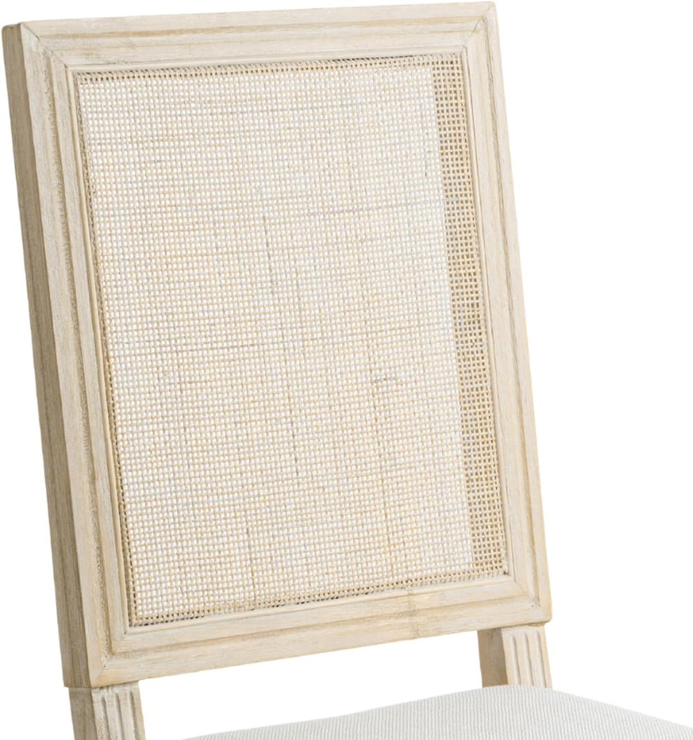 chairus Farmhouse Dining Chairs Set of 4, Rectangle Rattan Back French Countr...