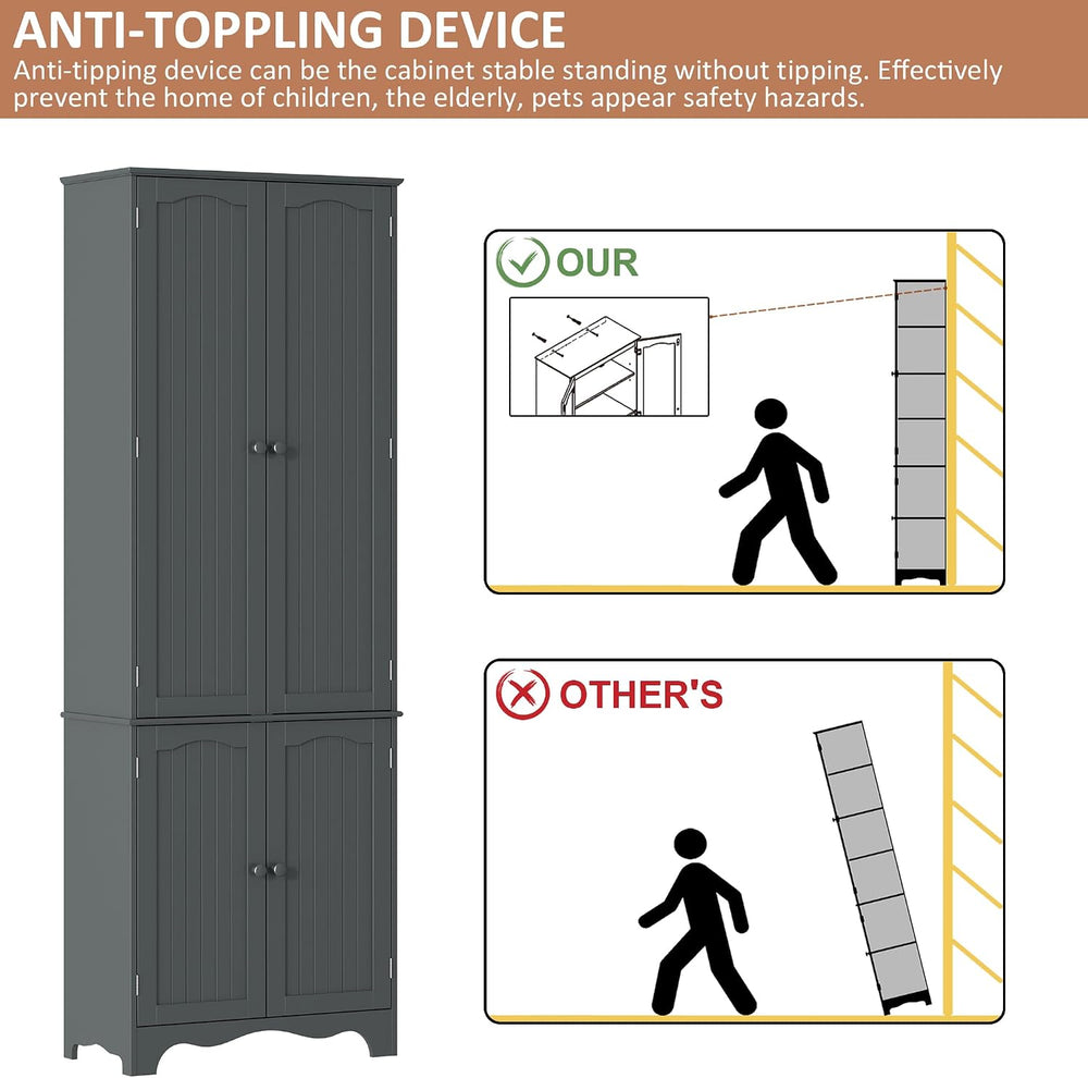 Yusong 72'' Tall Kitchen Pantry Cabinet, Freestanding Storage Cabinet...