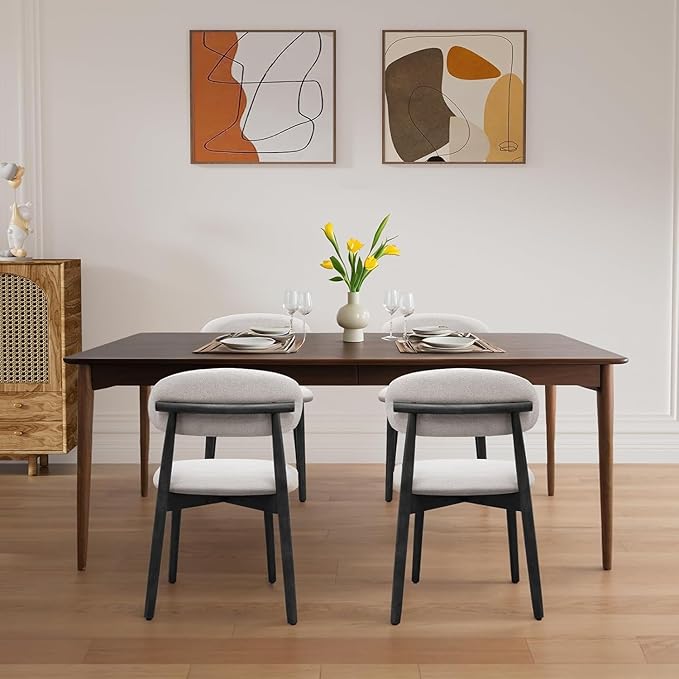 Farmhouse Dining Chairs Set of 2, Mid Century Modern Wooden Dining Room Chair...