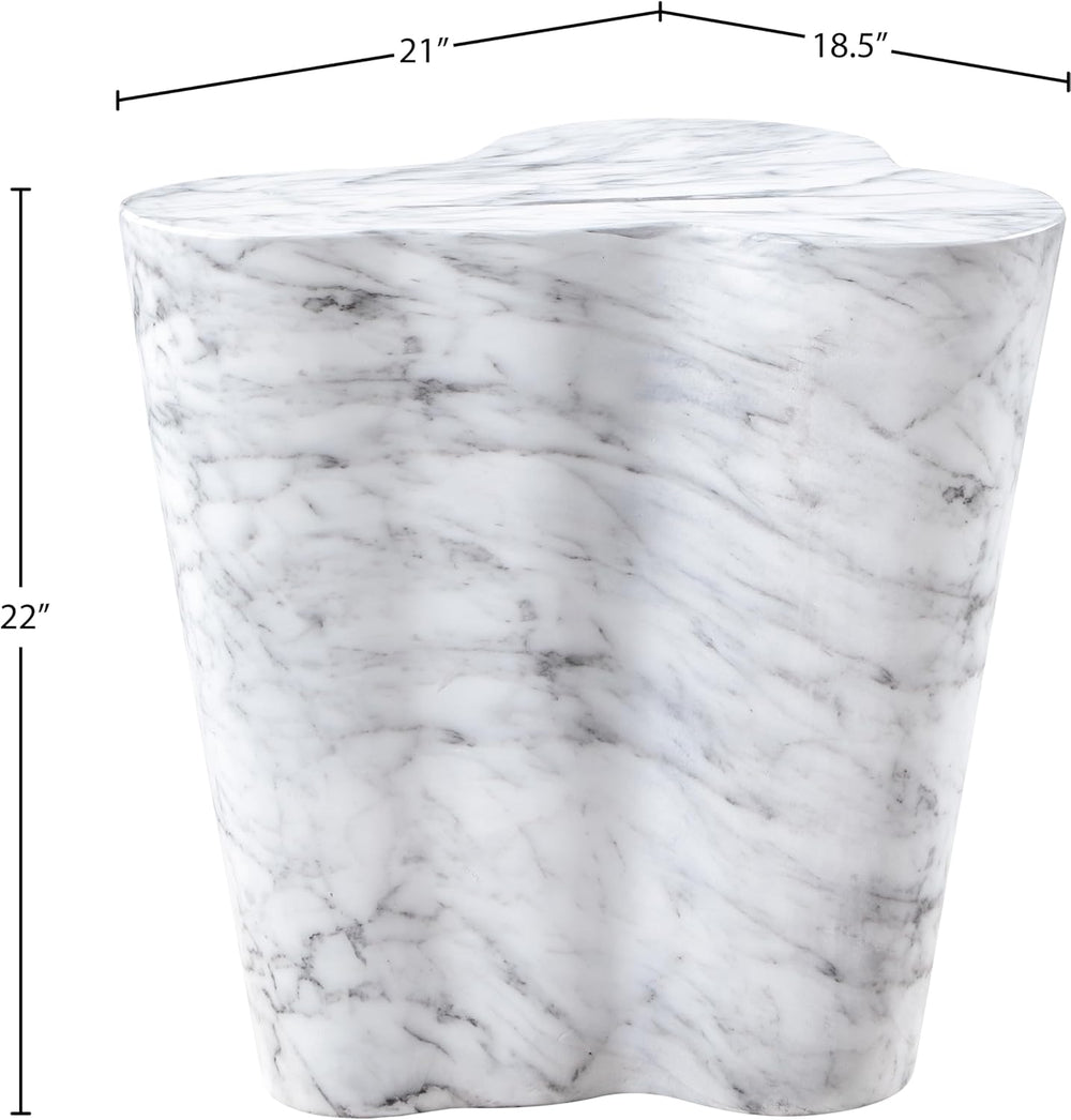 Meridian Furniture 99033White-ET Monza Collection Art Deco Marble Finish Indo...