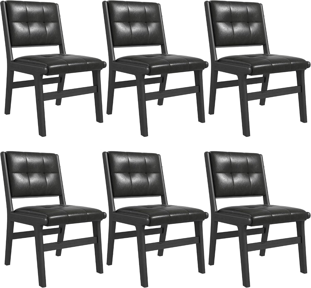 civama Faux Leather Dining Chairs Set of 6, Dining Room Armless Kitchen Chair...