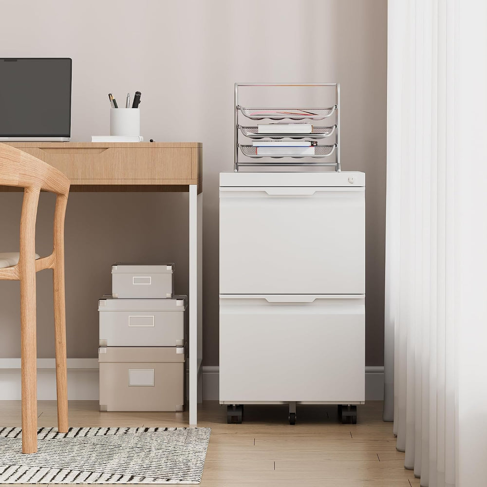 2 Drawer File Cabinet with Lock,Filing Cabinet for Home Office,Small Rolling ...