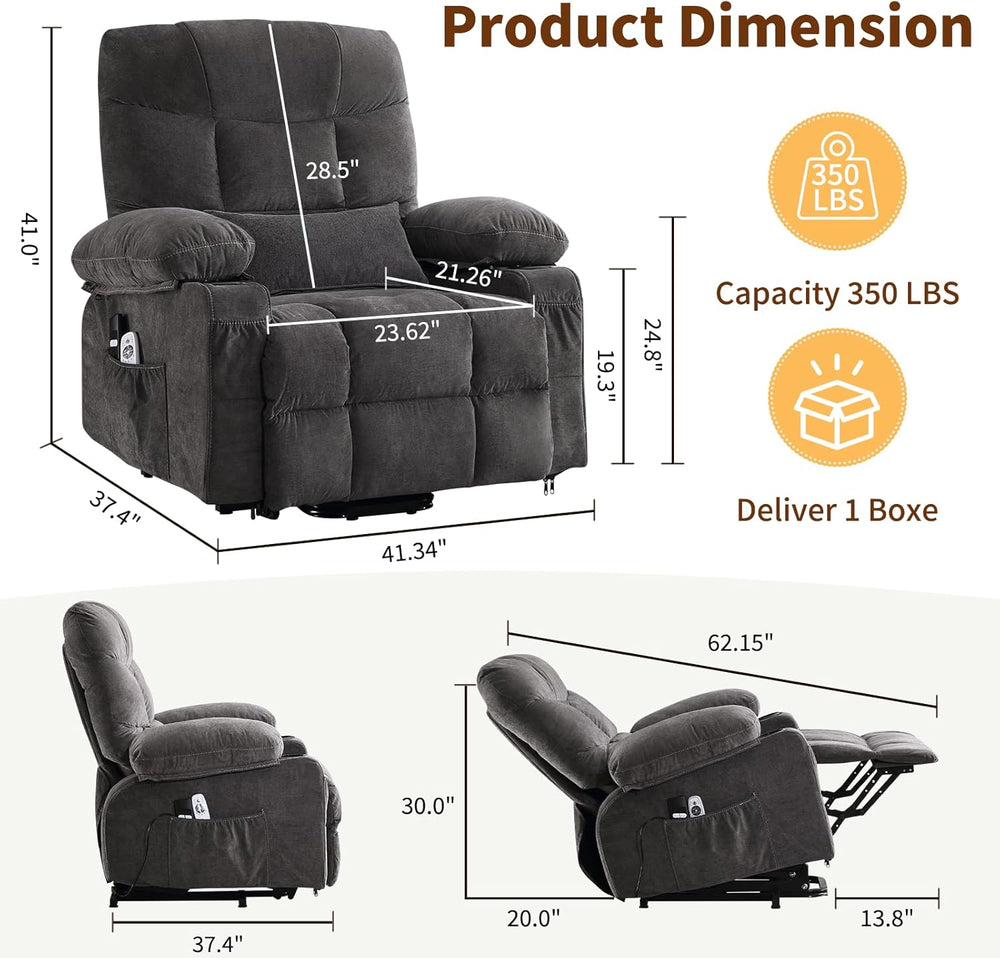 Power Lift Recliner Chair for Elderly with Massage and Heat, Comfortable Elec...