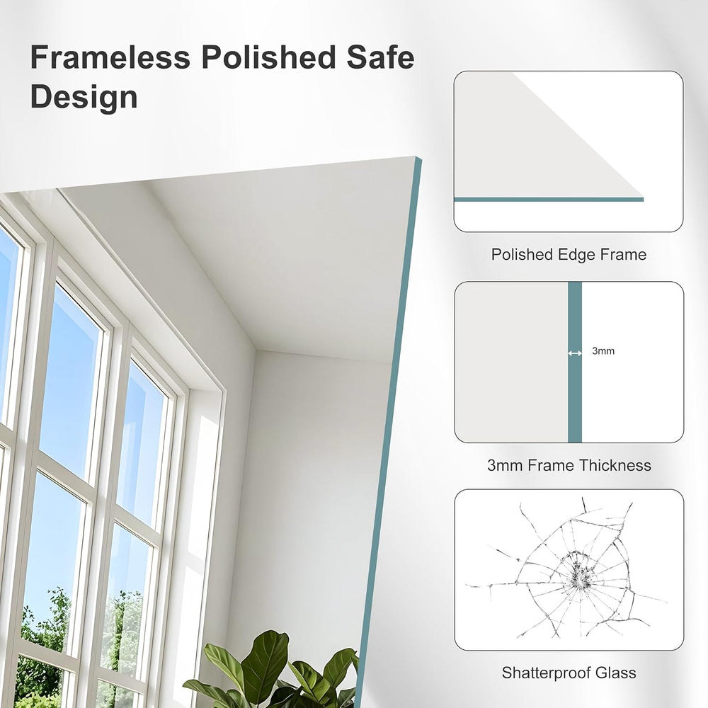 18x24 Inch Frameless Mirror, Frameless Bathroom Mirror for Over Sink