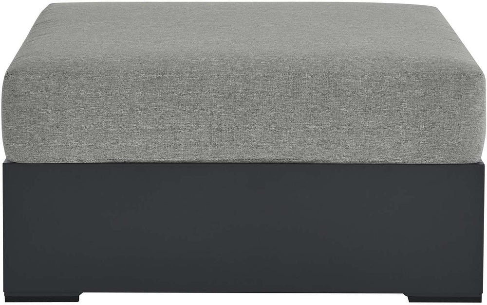 Modway Tahoe Aluminum Ottoman Gray with Weather-Resistant Cushion-Ideal as Ou...