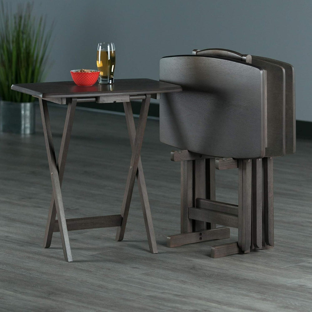 HomeStock 5-Piece Snack Table Set - Oyster Gray Dining Table & Chairs