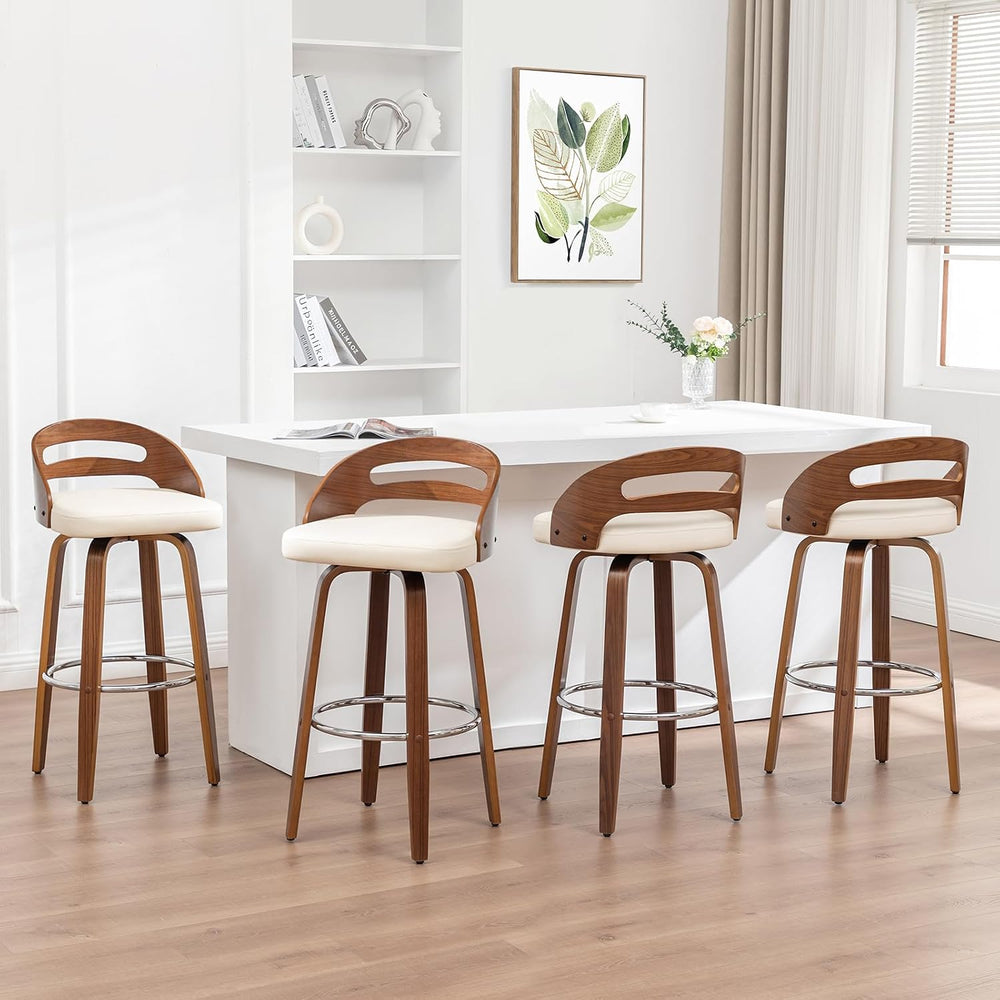 Swivel Bar Stools, 30 inch Mid Century Modern Bar Stools with Low Back | Soli...