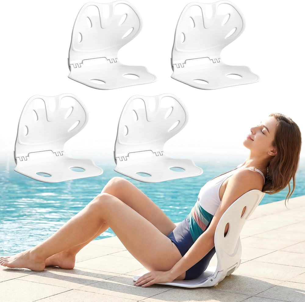 Sliner 4 Pack Portable Poolside Chair Lightweight Adult Foldable Flip Chair w...
