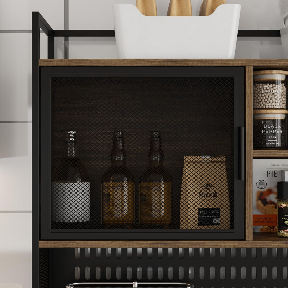 MOUMON 70.9" Extra Large Kitchen Pantry Cabinet with Hutch, Industrial K...
