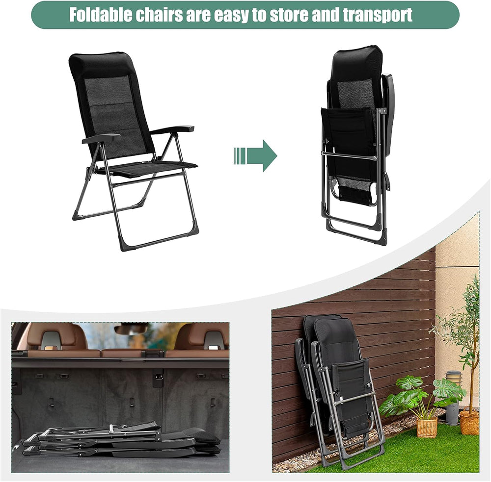GIANTEX Set of 2 Patio Dining Chairs, Folding Patio Chairs, Outdoor Lawn Chai...