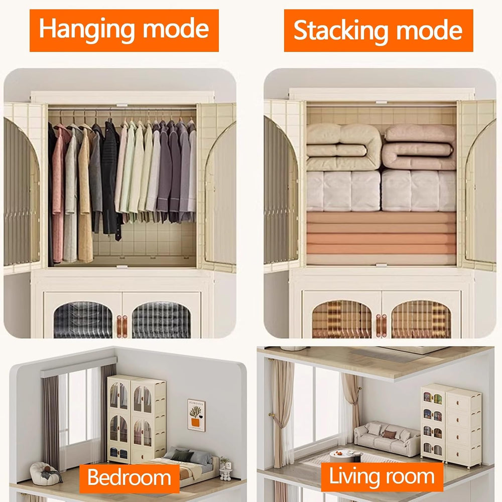 Heavy Duty Clothes Rack - Portable Foldable Wardrobe with Hanging Space on Wh...