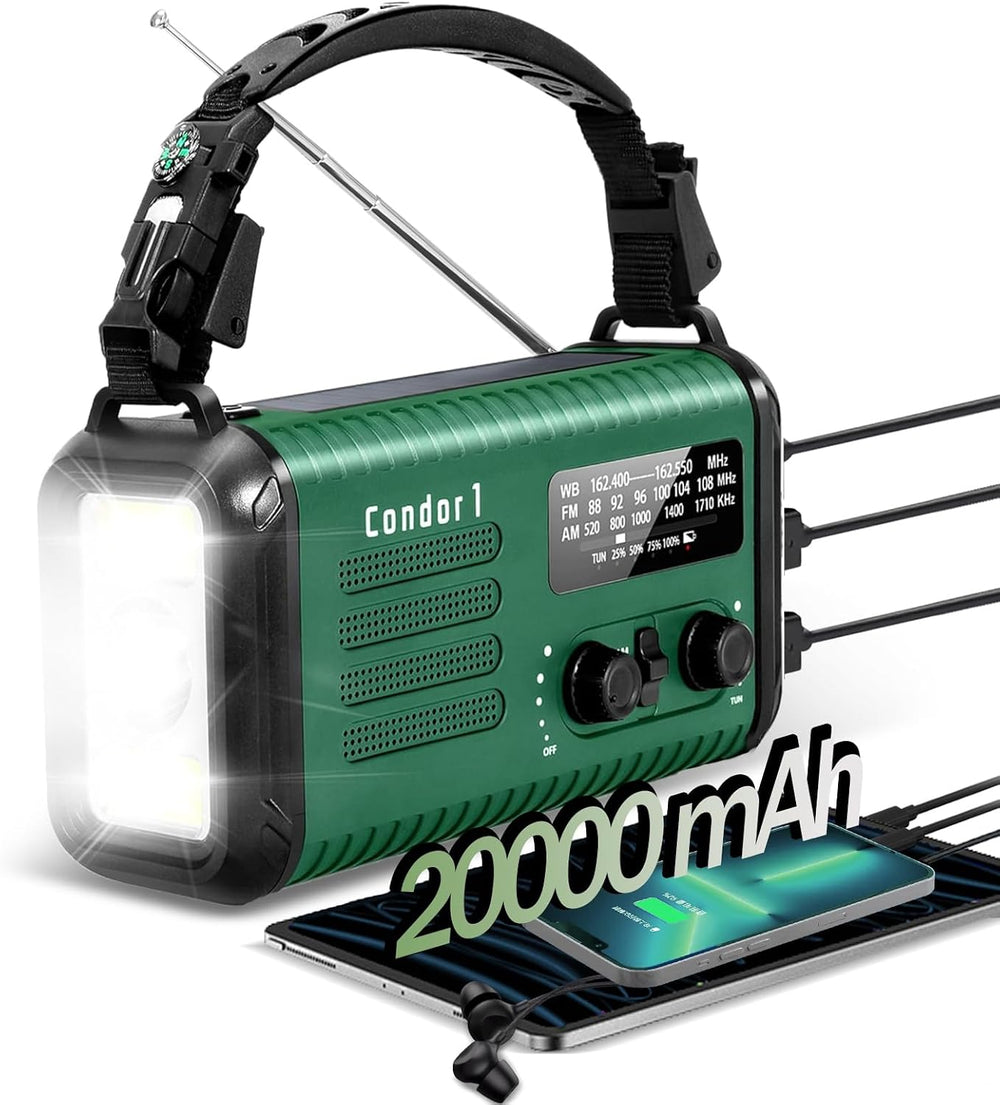 20000mAh/74000mWh Emergency Hand Crank Radio, NOAA Weather Radio with Am Fm N...