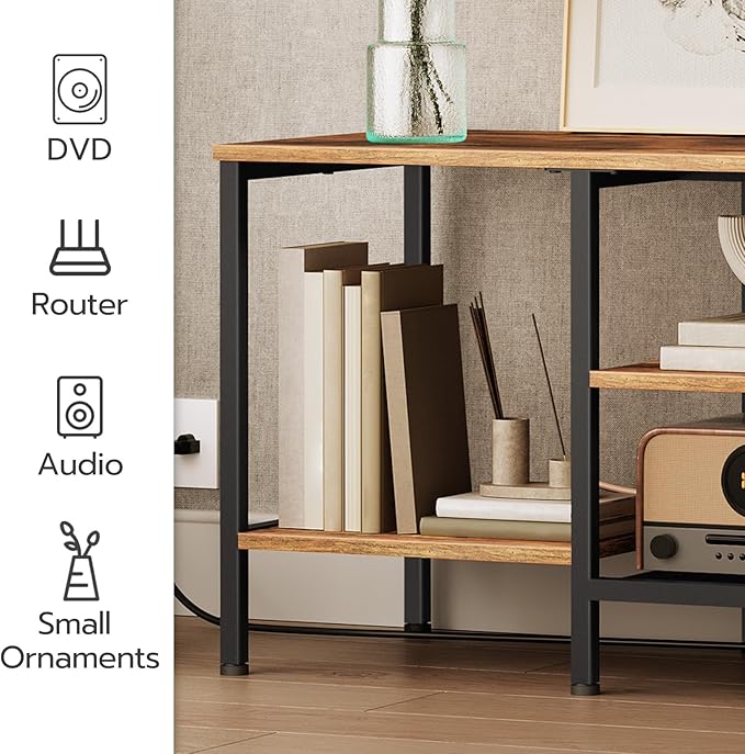 HOOBRO TV Stand with Power Outlets to 65 Inches, TV Console Table with Open S...