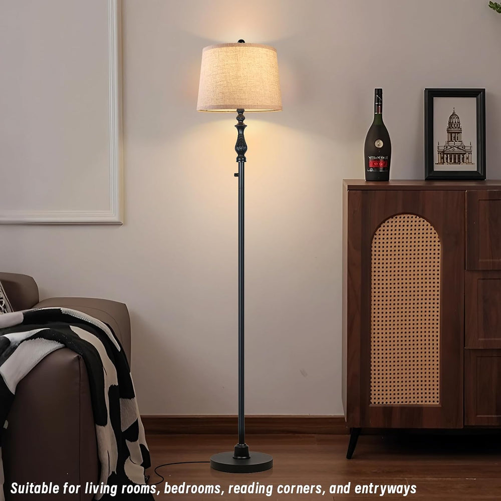 Vintage Black Floor Lamps for Living Room, 66" Tall Standing Lamp with R...