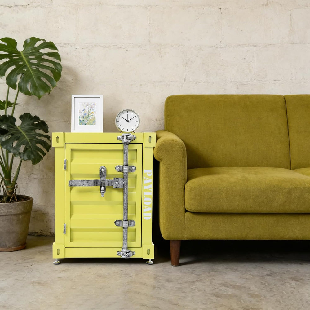 Industrial Wind Bedside Table, End Tables, Container Style Locker Wrought, Ti...