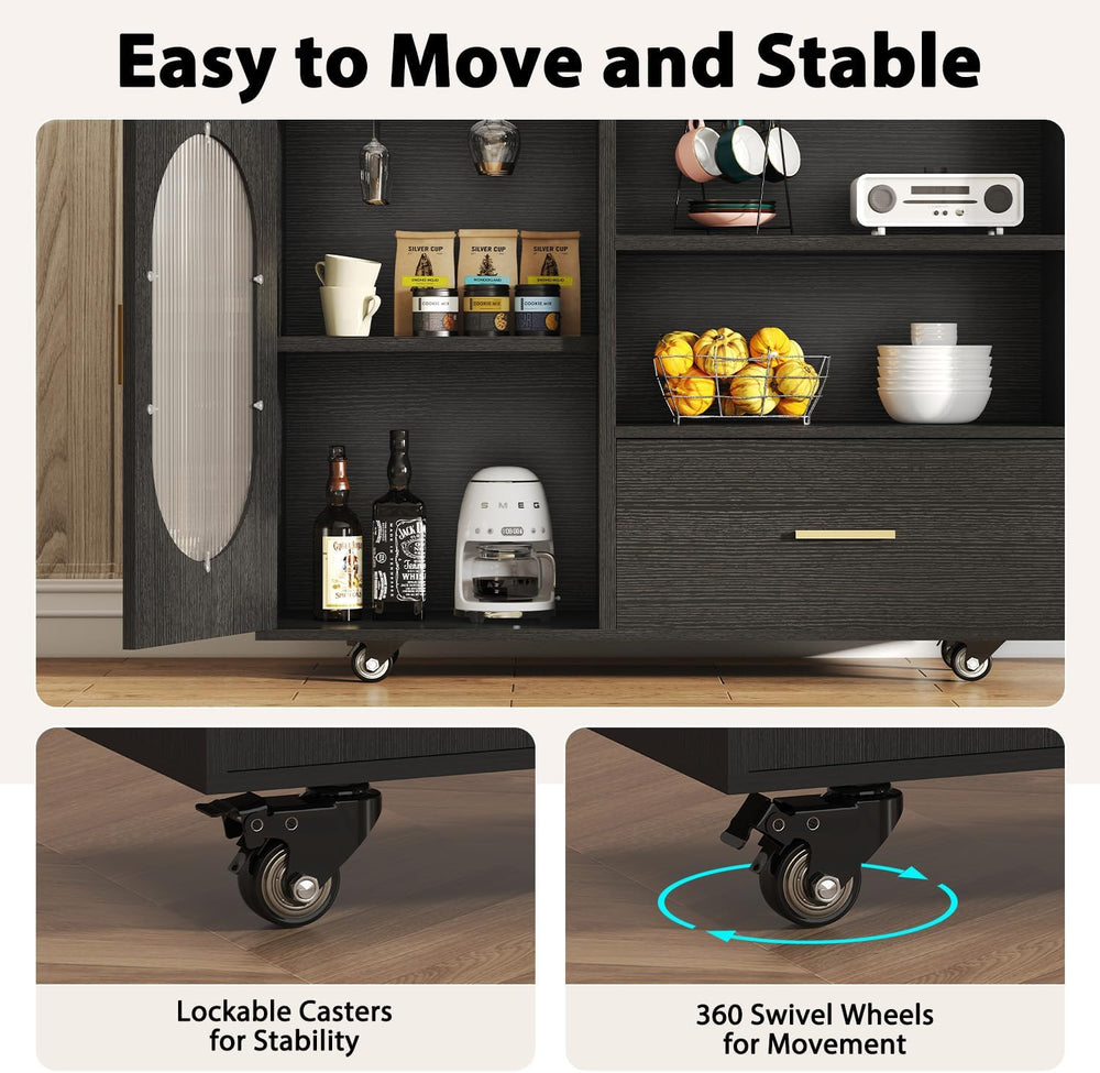 LVB Kitchen Island with Storage,72" Mobile Island Table for Kitchen