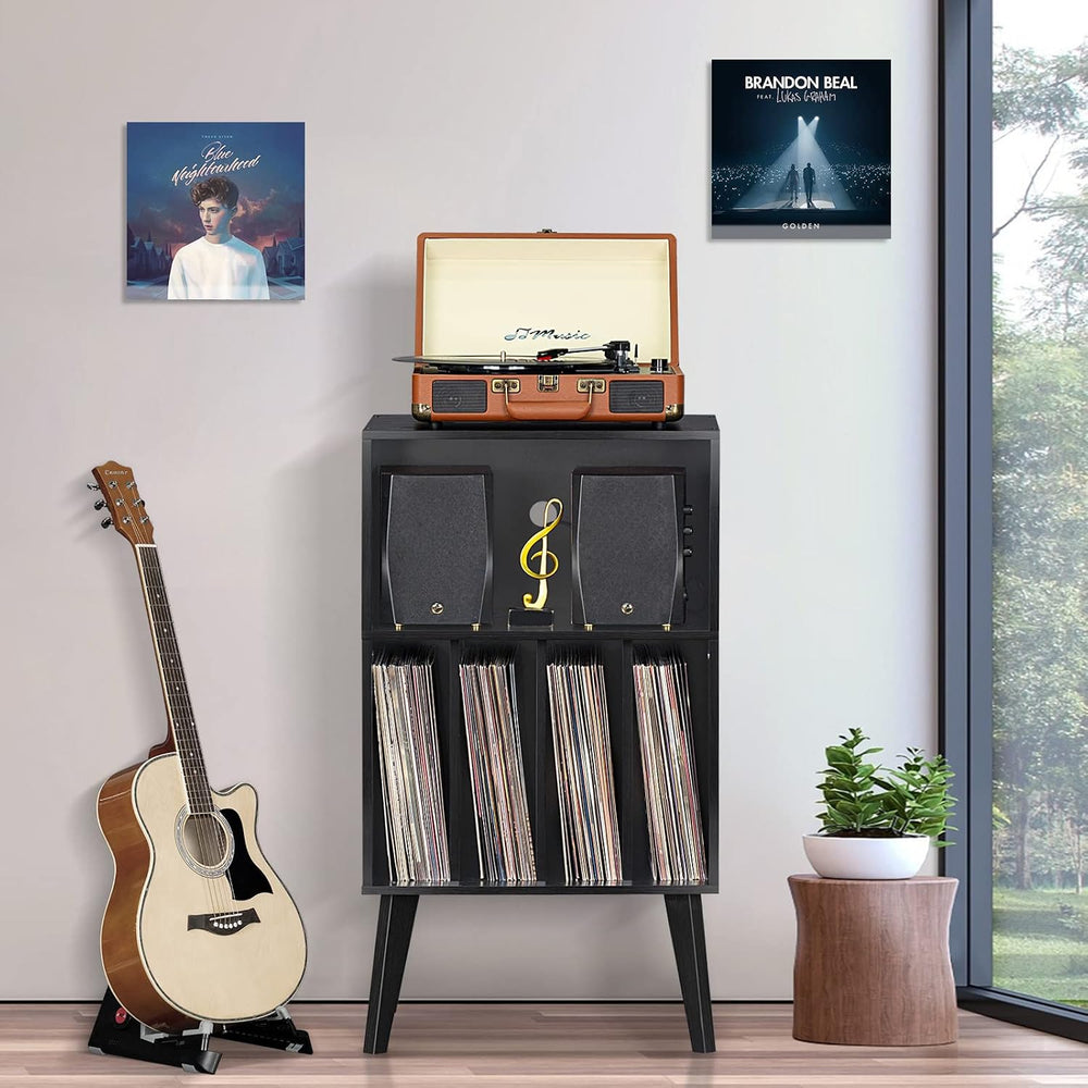Lerliuo Record Player Stand, Black Turntable Stand Holds up to 160 Albums | M...